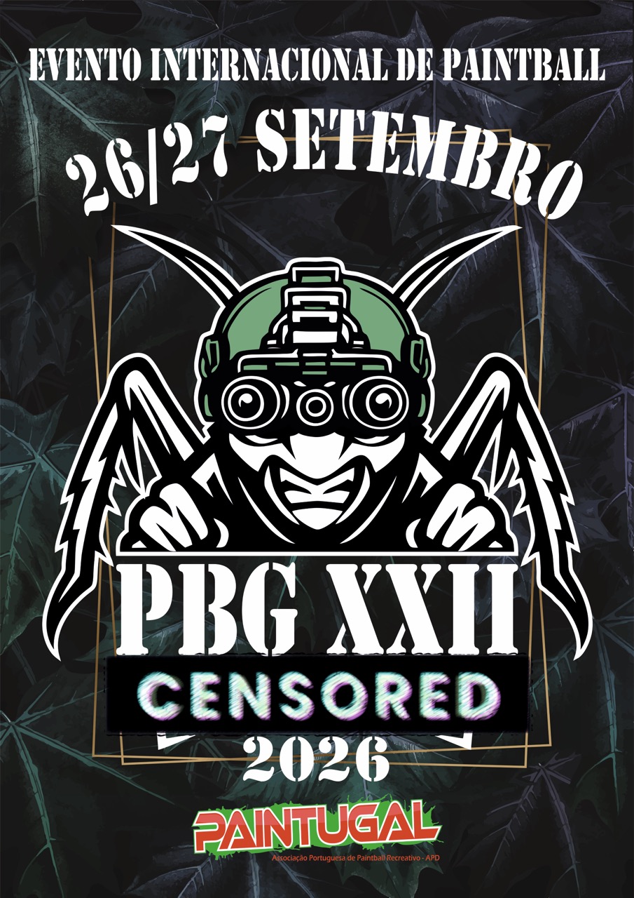 PBG XXII 2026 Cartaz oficial do PBG Paintugal 2026, o maior evento de paintball em Portugal