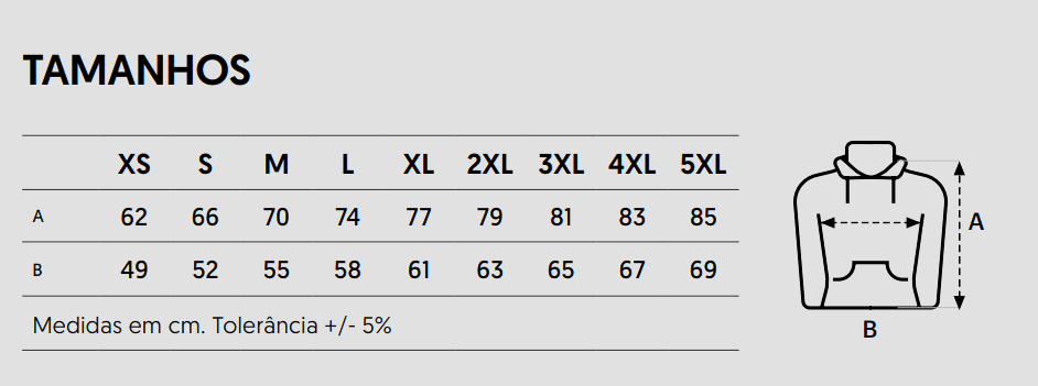 Hoodie Tamanho