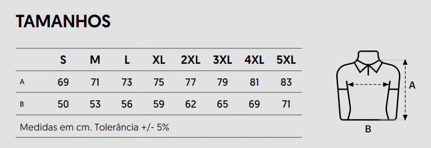 Polo Tamanho em cm